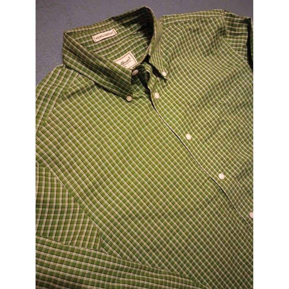 Men’s Eddie Bauer Vtg 90s Green Wrinkle Resistant Button Down Shirt Size M